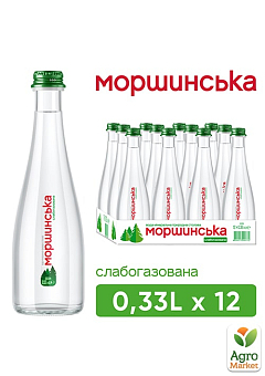 Минеральная вода Моршинская Премиум слабогазированная стеклянная бутылка 0,33л (упаковка 12шт) 1