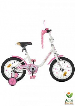 Велосипед детский PROF1 14д. Ballerina, SKD75, бело-розовый,фонарь,звонок,зеркало,доп.колл (Y1485-1)2