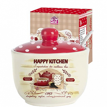 Цукорниця з ложкою 450мл 'Happy Kitchen' (d-11см, h-7,5см) (2242-11)