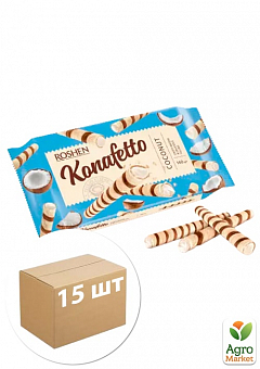 Вафельные трубочки (кокосовая начинка) ПКФ ТМ "Konafetto" 140гр упаковка 15шт1