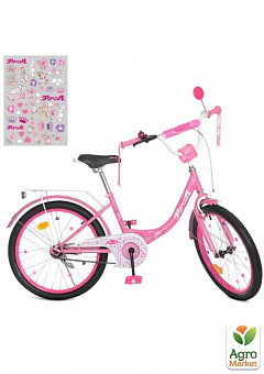 Велосипед детский PROF1 20д. Princess,SKD45,фонарь,звонок,зеркало,подножка,розовый (Y2011)1