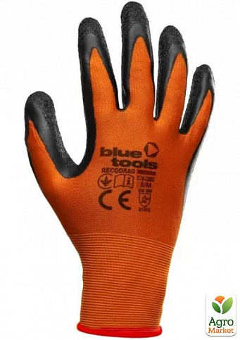 Стрейчевые перчатки с латексным покрытием BLUETOOLS Recodrag (12 пар, M) (220-2203-08)