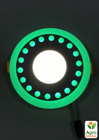LED панель Lemanso  LM537 "Точечки" круг  3+3W зелёная подсв. 350Lm 4500K 85-265 (331661)