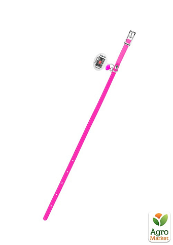 Нашийник для кішок шкіряний WAUDOG Glamour з QR паспортом, без прикрас, Ш 9 мм, Довжина 17-20 см рожева (32757) - фото 2