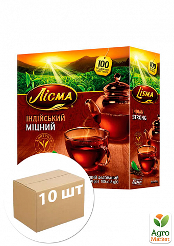 Чай Індійський (міцний) ТМ "Лисма" 100 пакетиків по 1,8г упаковка 10шт