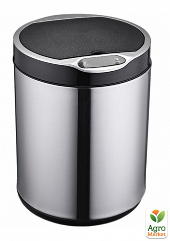 Сенсорное мусорное ведро JAH 9 л круглое серебряный металлик с внутренним ведром (6347)