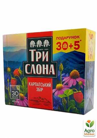Суміш чаю (Карпатський збір) трав'яний та плодовий ТМ "Три Слона" 30 ф/п по 1.4г