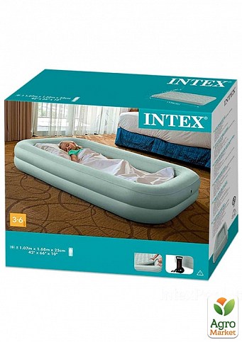 Надувная кровать с ручным насосом, односпальная ТМ "Intex" (66810) - фото 3