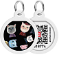 Адресник для собак и кошек металлический WAUDOG Smart ID с QR паспортом, рисунок "Коты", круг (0625-0216)
