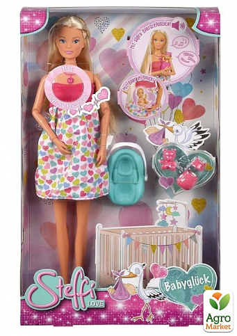 Лялька Штеффі-вагітна зі звуковими ефектами, з аксесуарами, 3+ Simba Toys