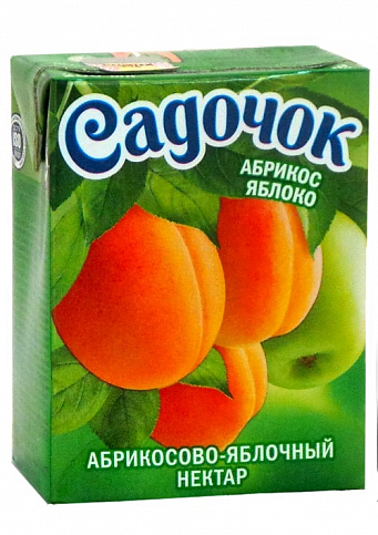 Нектар абрикосово-яблучный (с трубочкой) ТМ "Садочок" 0,2л упаковка 27шт - фото 2