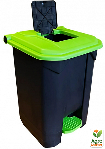 Бак для мусора с педалью Planet 50 л черный - зеленый (12233) - фото 2
