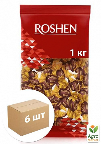 Цукерки Toffelini з шоколадною начинкою ТМ "Roshen" 1кг упаковка 6 шт