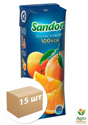 Сік апельсиновий пастеризований (з м'якоттю) ТМ "Sandora" 0,25 л упаковка 15шт