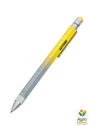 Кулькова багатозадачна ручка Troika Construction зі стілусом, лінійкою, викруткою та рівнем, жовто-сірий (PIP20YE/GY)