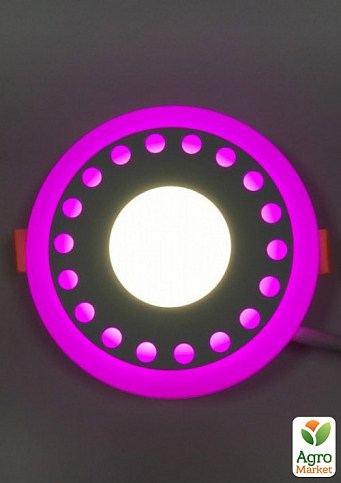 LED панель Lemanso LM547 "Крапочки" коло 12+6W рожева підсв. 1080Lm 4500K 85-265V (331657)