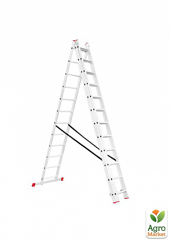 Сходи алюмінієві 3-х секційні універсальні розкладні 3x12 ступ. 7,6 м INTERTOOL LT-0312