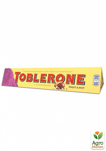 Швейцарский молочный шоколад ТМ "Toblerone" (с изюмом и орехом) 100г упаковка 20шт - фото 2