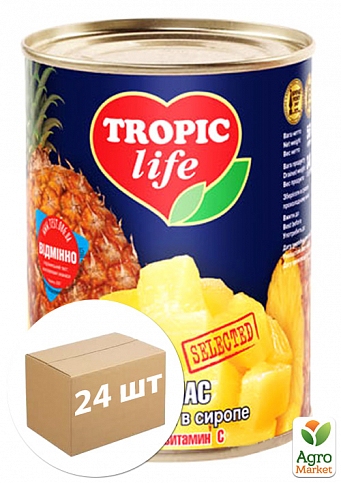 Ананасы кусочки ТМ"Tropic Life" 580мл (ж/б) упаковка 24шт