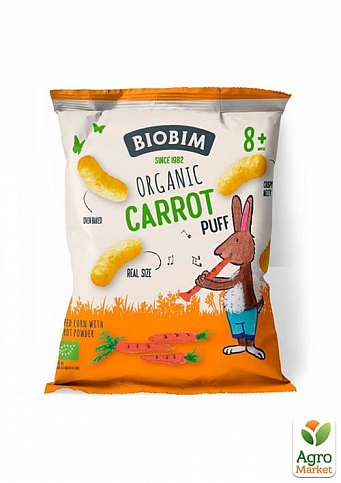 Снеки органические «Паффы курурудяные с морковью» BioBim, 20г уп 8 шт - фото 2