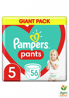 PAMPERS Дитячі одноразові підгузки-трусики Pants Розмір 5 Junior (12-17 кг) Джайнт 56 шт2