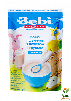 Каша молочна Пшенична з печивом та грушею Bebi Premium, 200 г2