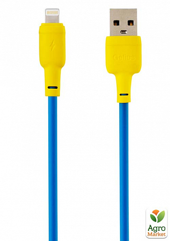 Кабель USB Gelius Full Silicon GP-UCN001L Lightning Yellow/Blue - фото 2