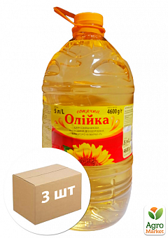 Масло подсолнечное (рафинированное) картонный ящик ТМ "Олийка" 5л. упаковка 3шт1