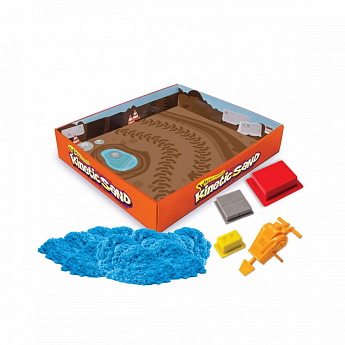 Набор песка для детского творчества - KINETIC SAND CONSTRUCTION ZONE (голубой , формочки, 283 г) - фото 2