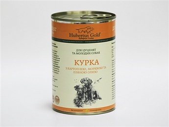 Корм консервированный Хубертус Гольд консервы для щенков Курица, картофель и морковь  400 г (1131990)