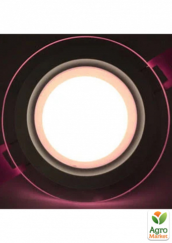 LED панель Lemanso LM1036 Сяйво 6W 450Lm 4500K + рожевий 85-265V / коло + скло (336103)