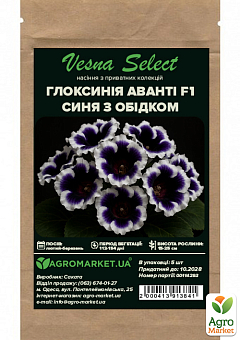 Глоксинія "Аванті F1" синя з обідком ТМ "Vesna Select" 5шт18