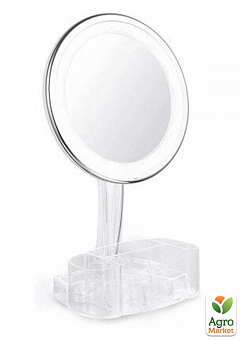 Косметичне дзеркало з LED підсвічуванням та органайзером XH-086 кругле White1