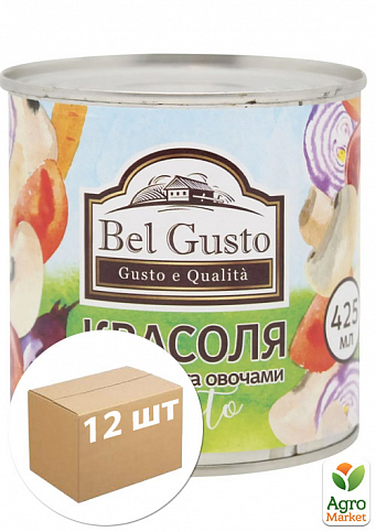 Квасоля в томаті з грибами 425 мл ( 410 гр ) ТМ "Bel Gusto" упаковка 12шт