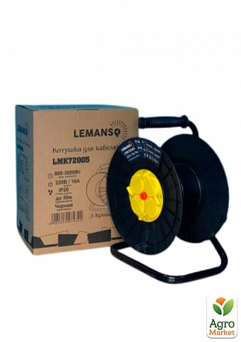 Катушка для кабеля до 50м 4 гнезда 16A с/з Lemanso / LMK72005 с крышками защита от перегрузки (72060) - фото 3