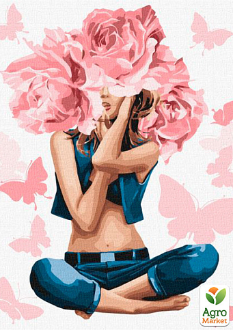 Картина за номерами - Дівчина-троянда Ідейка KHO4798