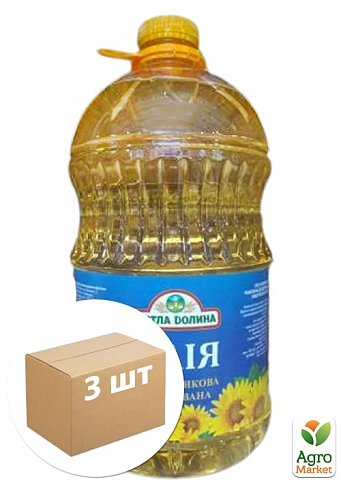 Масло подсолнечное "Світла Долина" 5л/4600г  (рафинированное) упаковка 3шт