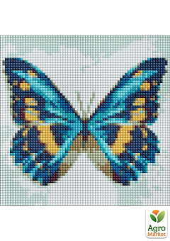 Алмазная мозаика без подрамника - Голубая бабочка с голограммными стразами (AB) AMC76792