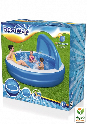 Детский надувной бассейн "Солнечный день" с навесом и сиденьем 241х241х140 см ТМ "Bestway" (54337) - фото 2