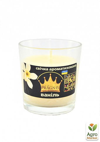 Свеча в стакане с ароматом "Ваниль" (диаметр 6,5-7,9*8,3см, 30 часов)