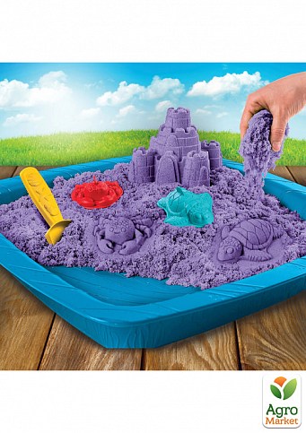 Набір піску для дитячої творчості - KINETIC SAND ЗАМОК З ПІСКУ (фіолетовий,454 г, формочки, лоток) - фото 3