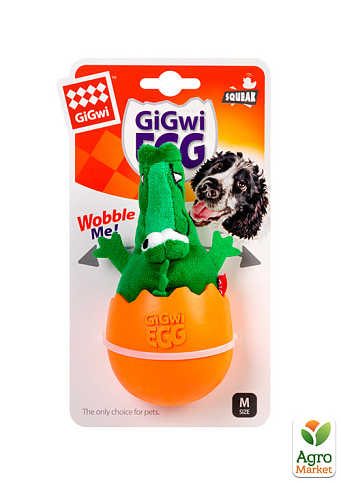 Іграшка для собак Крокодил-неваляшка з пищалкою GiGwi EGG, текстиль, гума, 14 см (2319) - фото 2