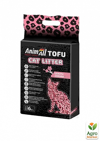 Соевый наполнитель Tofu Saсura для кошек (с ароматом сакуры) 6 литров (2,6 кг) ТМ "AnimAll"