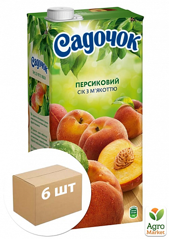 Сок персиковый (с мякотью) ТМ "Садочок" 1,93л упаковка 6шт