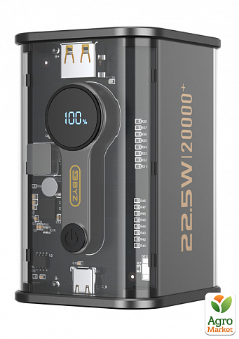 Додатковий зовнішній акумулятор BYZ W90 20000 mAh 22.5W Type-C PD PowerBank чорний