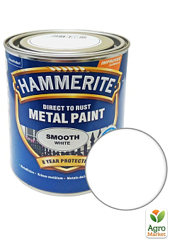 Краска Hammerite Smooth Глянцевая эмаль по ржавчине белая 0,75 л1