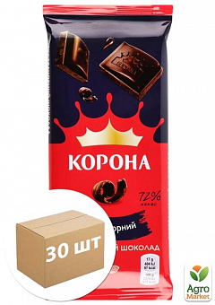 Шоколад экстра черный без добавок ТМ "Корона" 85г упаковка 30 шт2