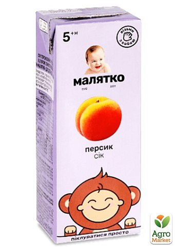 Сок персиковый ТМ "Малятко" 200мл