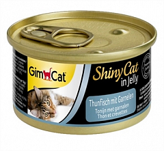 GimCat Shiny Cat Влажный корм для кошек c тунцом и креветкой в желе  70 г (4130990)2