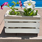 Ящик декоративный деревянный для хранения и цветов "Прованс" д. 25см, ш. 27см, в. 13см. (белый с тканью)